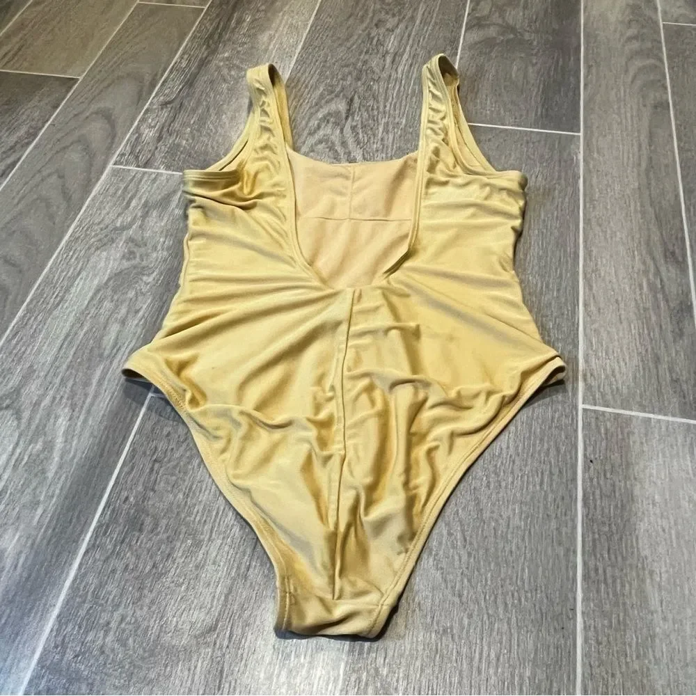 Rue Bleu Yellow Low Back One Piece Swimsuit